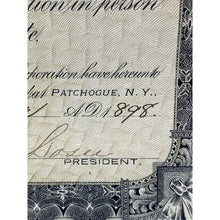 Load image into Gallery viewer, Antique 1898 Stock Certificate Patchogue Ice Manufacturing Cold Storage Company
