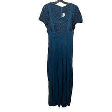 Load image into Gallery viewer, VTG Jeffrey &amp; Dara Jumpsuit Womens 16 Teal Green Wide Leg Palazzo Retro 90s USA
