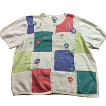 Load image into Gallery viewer, Alfred Dunner Sweater Womens 2X Embroidered Cardigan Patchwork Grandmacore
