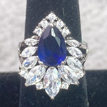 Load image into Gallery viewer, Blue Crystal Marquise Teardrop Ring Earrings Necklace Set Gift Box Cocktail
