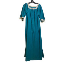 Load image into Gallery viewer, Vintage Val Mode Night Gown Dress Womens Small Teal Lace Maxi 47" Long
