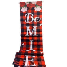 Load image into Gallery viewer, Set of 2 Valentine Door Banner Gnome Buffalo Plaid Flag Decor  72 Inch

