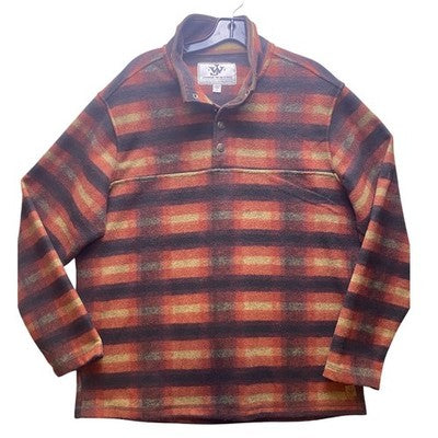 John Wayne Shirt Mens Large Plaid Pullover Fleece Western Style Button Up Snaps