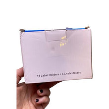 Load image into Gallery viewer, Metal Label Basket Bin Clip Removable Pantry Storage 18 Labels 4 Chalk Markers
