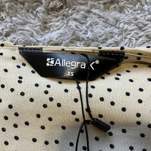 Load image into Gallery viewer, Allegra K Blouse Womens Extra Small Taupe Polka Dot Ruffle Neck Bow Sleeves NWT
