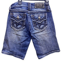 Load image into Gallery viewer, Miss Me Shorts Womens 22 Blue Demin Easy Embellished Pockets Distressed Bermuda
