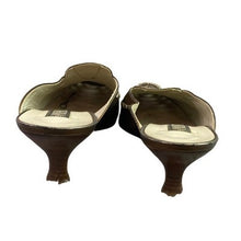 Load image into Gallery viewer, Prevata Shoes Womens 7 Gold Italian Mules Heels Metallic Festival Party Career
