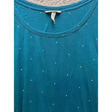 Load image into Gallery viewer, Soma Shirt Womens Extra Large Teal Green Polka Dot Ruffle Hem Top Oversized
