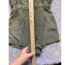 Load image into Gallery viewer, Olive &amp; Oak Romper Womens Small Army Green Utility Drawstring Sleeveless Rayon

