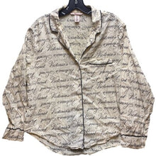 Load image into Gallery viewer, Victoria's Secret Pajama Top Womens Small Sleep Shirt Button Front Script Print

