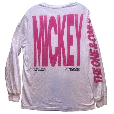 Mickey Mouse Shirt Mens Medium Large Spell Out Sleeve Hit Disney Cartoon