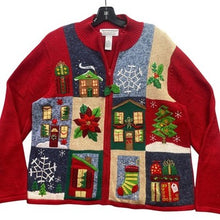 Load image into Gallery viewer, VTG Tiara International Sweater Women Extra Large Full Zip Christmas Embroidered
