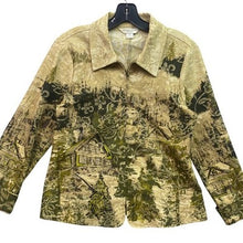 Load image into Gallery viewer, Christopher Banks Shacket Womens Small Petite Cabin AOP Full Zip Career Festival
