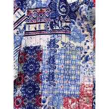 Load image into Gallery viewer, Allison Daley Shirt Womens 10 Patchwork AOP Patriotic Mature Button Down
