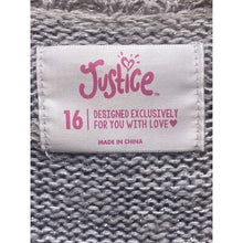 Load image into Gallery viewer, Justice Sweater Womens 16 Metallic Open Front Waterfall Cardigan Gray Frenchie
