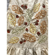 Load image into Gallery viewer, Fall Apron Womens One Size Embroidered Adjustable Tie Back Tan Light Leaves
