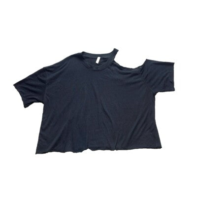 Free People Movement Shirt Womens Extra Small Black Cold Shoulder Oversized Crop