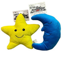 Load image into Gallery viewer, Lot of 2 Dog Toys Moon Star Plush Squeaker 9" New Metro Pawlin Pet
