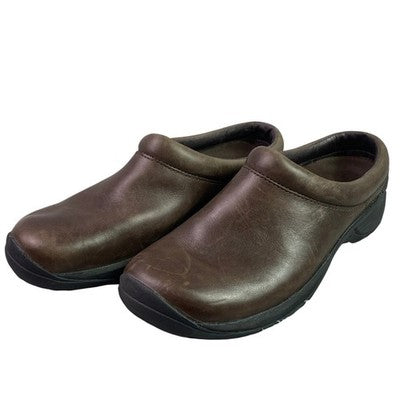 Merrell Clogs Women 6 Brown Leather Mules Shoes Slip On Comfort Everyday