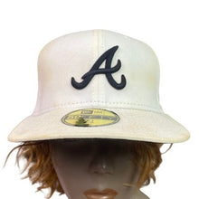 Load image into Gallery viewer, Atlanta Braves Hat Mens 7 1/8 Fitted New Era 59 Fifty MLB Baseball White Cap
