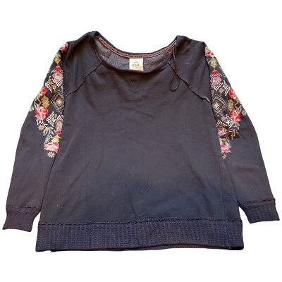 Knox Rose Shirt Womens Small Embroidered Sweatshirt Pullover Bloomcore Grunge