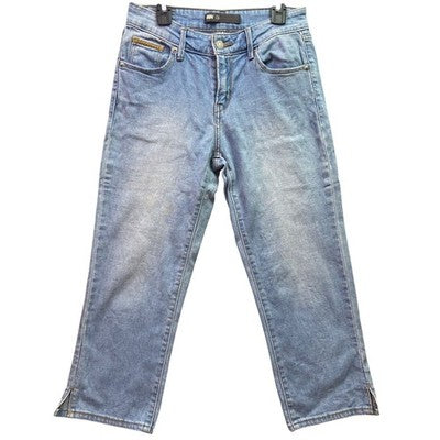 Levis Jeans Womens 26 Cropped Embroidered Preppy Academia Travel Streetwear