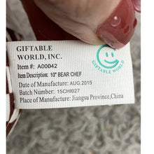 Load image into Gallery viewer, Giftable World Chef Bear Plush Stuffed Animal 10 Inch Brown White Outfit
