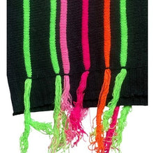 Load image into Gallery viewer, Runway 7 Sweater Womens 2XL Black Neon Stripe Fringe Tassel Festival Streetwear
