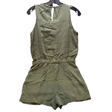 Load image into Gallery viewer, Olive &amp; Oak Romper Womens Small Army Green Utility Drawstring Sleeveless Rayon
