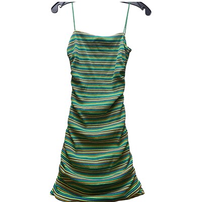 Princess Polly Dress Womens 4 Cutout Back Striped Bodycon Green Rainbow