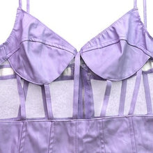 Load image into Gallery viewer, Fashion Nova Dress Womens Large Lavender Bodycon Mesh Corset Mini Festival
