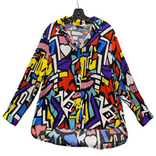 Load image into Gallery viewer, Vintage Big Dart Shirt Womens 16 Rainbow Abstract 90s Geometric Button Down
