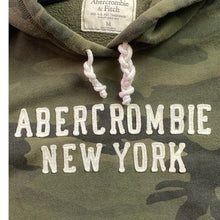 Load image into Gallery viewer, Abercrombie &amp; Fitch Hoodie Womens Medium Camouflage Spell Out Grunge Pull Over
