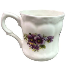 Load image into Gallery viewer, Fine Bone China Mug Floral Pansy Purple Allyn Nelson Collection England
