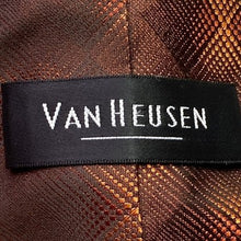 Load image into Gallery viewer, Van Heusen Necktie Mens Silk Brown Orange Plaid Stain Resistant Career
