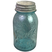 Load image into Gallery viewer, Antique Ball Perfect Mason Jar Blue Glass Canning Zinc Lid No. 2
