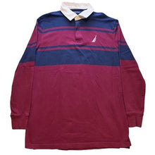 Load image into Gallery viewer, Nautica Shirt Mens Extra Large Rugby Preppy Academia Costal Maroon Navy Blue
