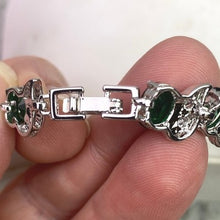 Load image into Gallery viewer, Emerald Green Crystal Bracelet Silver Tone Costume Cocktail Gemstone
