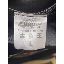 Load image into Gallery viewer, Ancient Fish King Rash Guard Youth Large Scuba Snorkling Surfing Black Gray NWT
