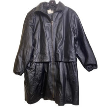 Load image into Gallery viewer, Vintage Venezia Vitale Leather Trench Coat Womens 3XL Full Zip Draw String Black
