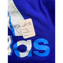 Load image into Gallery viewer, Adidas Shirt Mens Small Blue Striped Big Center Logo Spell Out Athleisure
