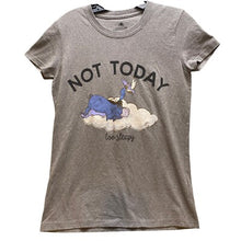 Load image into Gallery viewer, Eeyore Shirt Womens Extra Small Disney Spellout Not Today Too Sleepy Gray
