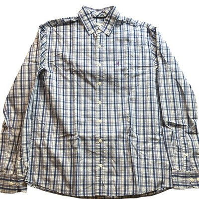 Johnnie-O Shirt Mens Medium Checkered Preppy Academia Surf Logo Career Coastal