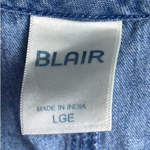 Load image into Gallery viewer, Vintage Blair Dress Womens Large Denim Lighthouse Embroidered Beachy Coastal
