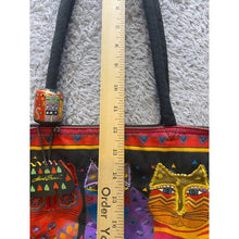 Load image into Gallery viewer, Laurel Burch Tote Bag Feline Fantasy Rainbow Cats Whimsical Art Boho Festival
