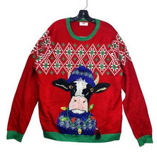 Load image into Gallery viewer, Holiday Time Sweater Mens Extra Large Ugly Christmas Cow Graphic Fair Isle
