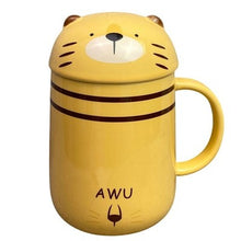 Load image into Gallery viewer, Ceramic Tiger Mug w/ Lid Soup Cup Hot Liqiud
