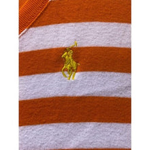 Load image into Gallery viewer, Ralph Lauren Shirt Womens Medium Sport Orange Striped V Neck Preppy Academia

