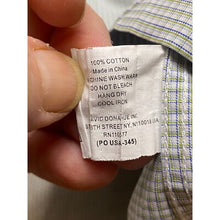 Load image into Gallery viewer, David Donahue Shirt Mens 34/35 Checkered Button Down Long Sleeve Green &amp; Navy
