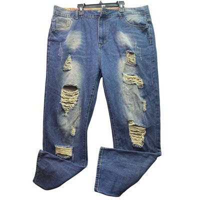 Mens Jeans 40x30 Ripped Distressed Thrashed Bleached Grunge Punk Streetwear